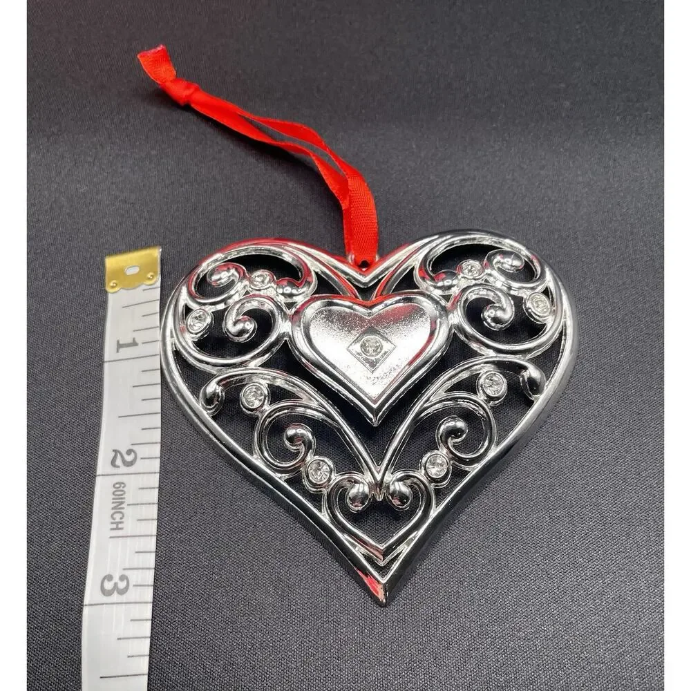 Lenox Sparkle & Scroll Large‎ Heart Shaped Ornament Clear Crystals. New in Box